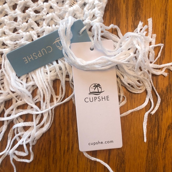NWT CUPSHE White swim cover boho Crochet Tassel Three Quarter Sleeve … - Picture 7 of 9